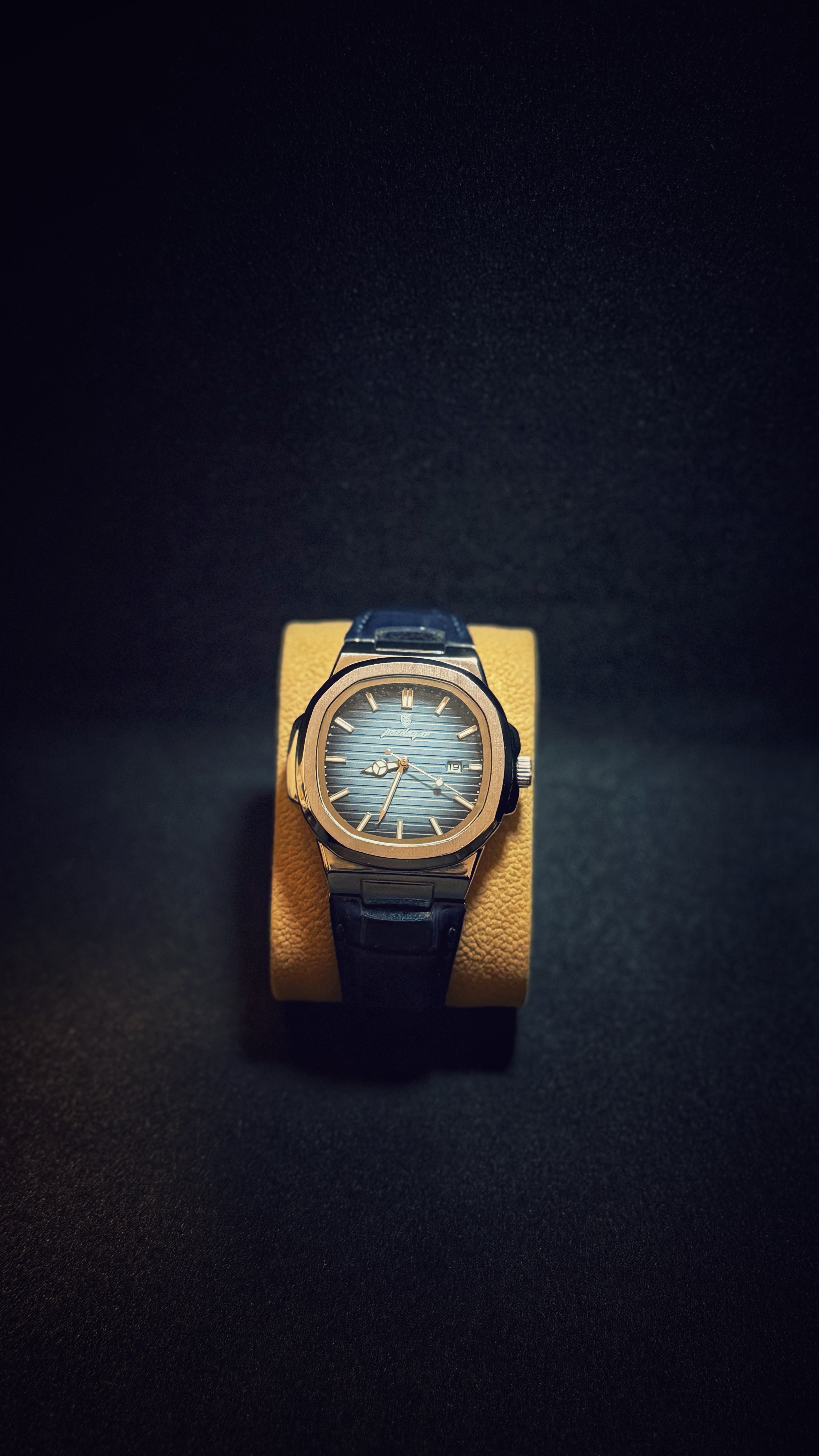 Reloj Poedagar Nautilus Cuero. Azul